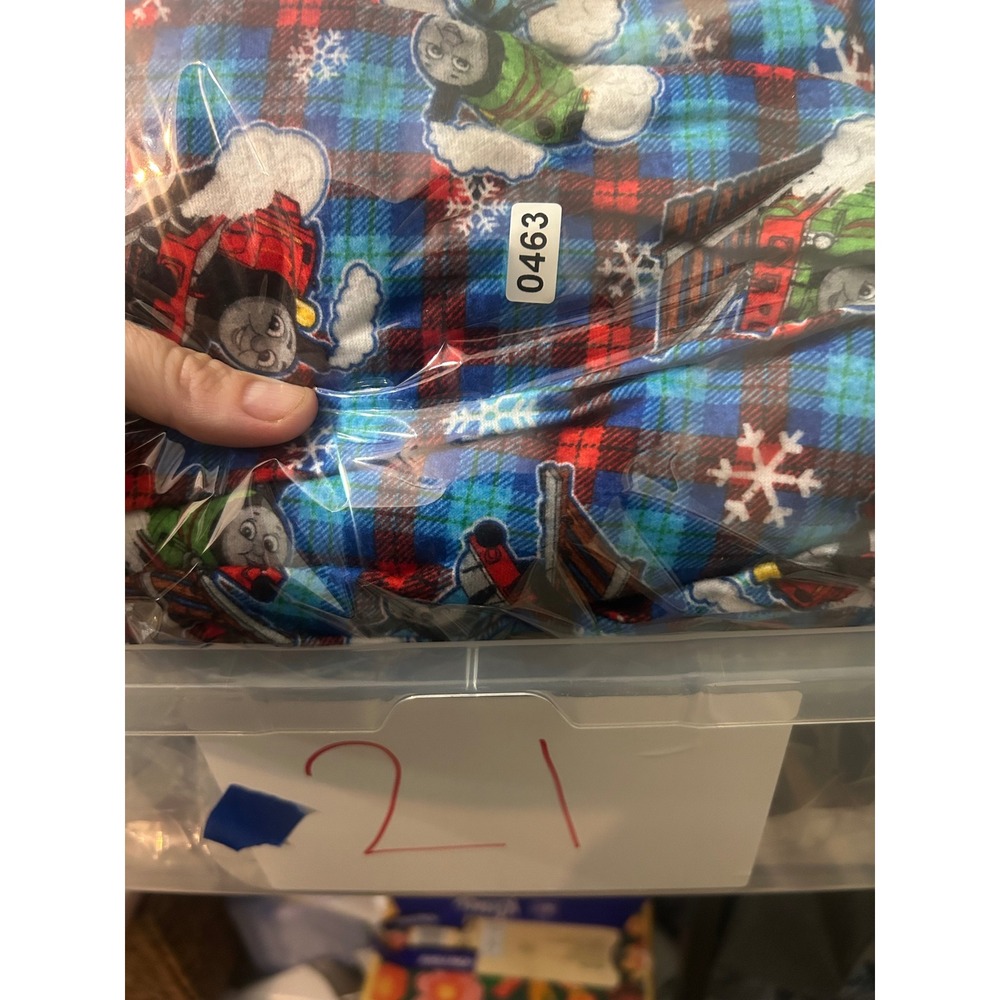 Thomas & Friends Blue Red Pajama Set Toddler 3T Plaid Fleece Train 2-Pack - Picture 5 of 5